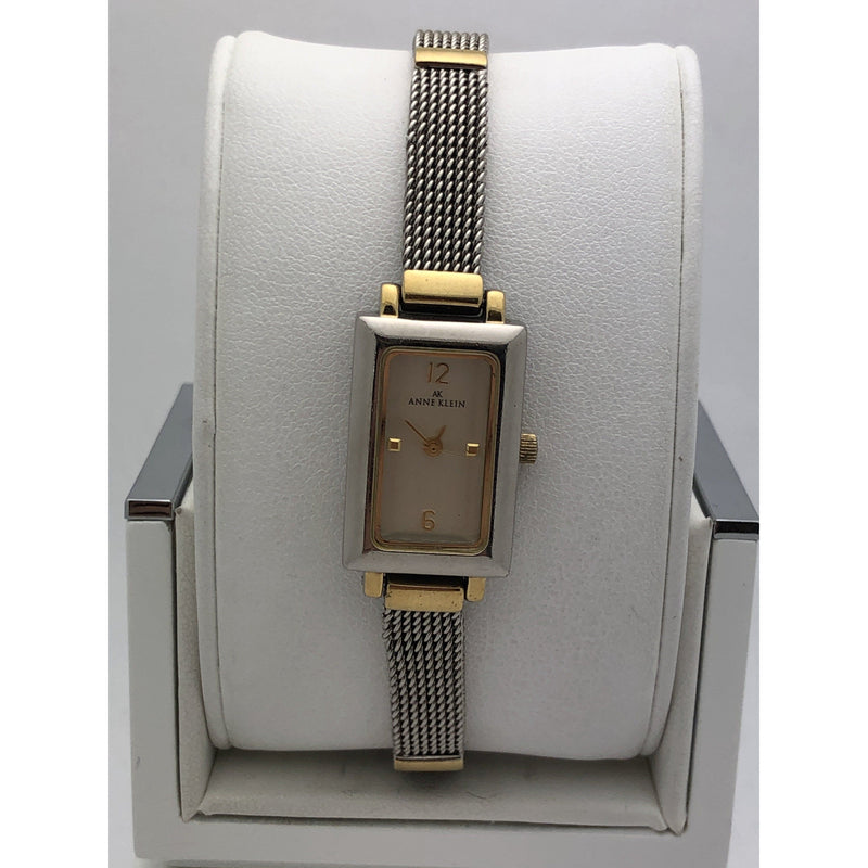 Anne Klein Women's AK/1762WTGB White Dial Gold-Tone Bracelet Watch –  Kipliani